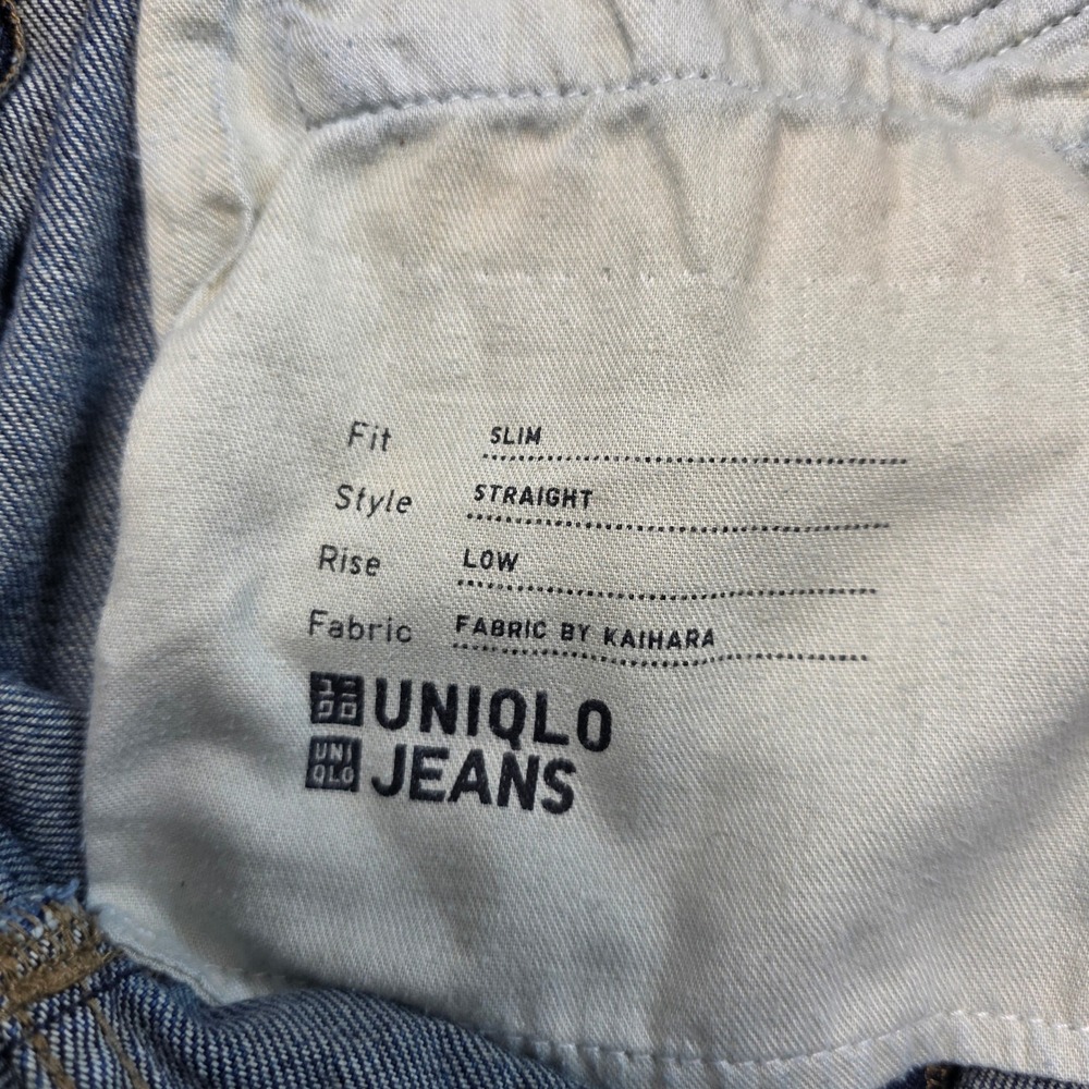 Uniqlo Men 33 Blue Jeans Slim‎ Straight Leg Low Rise Kaihara Denim - Picture 6 of 12
